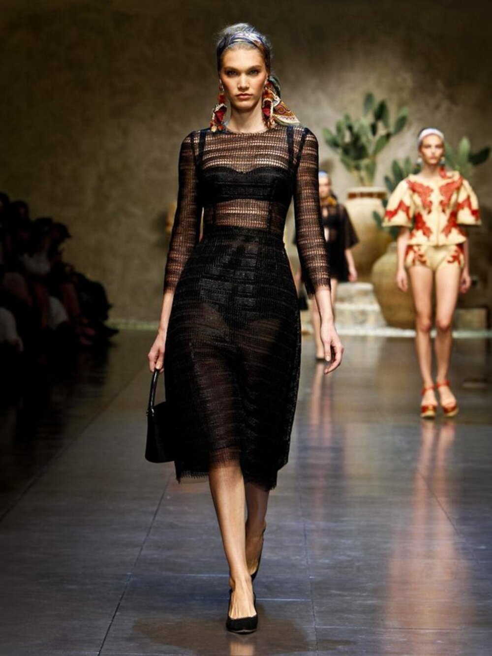 Dolce & Gabbana Raffia Crochet Woven A-Line Midi Dress Black IT 36 US 0 NEW NWT